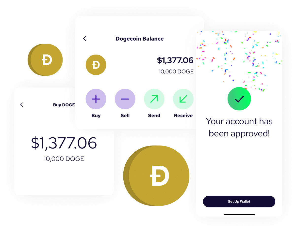 DOGE in Coinme app screens