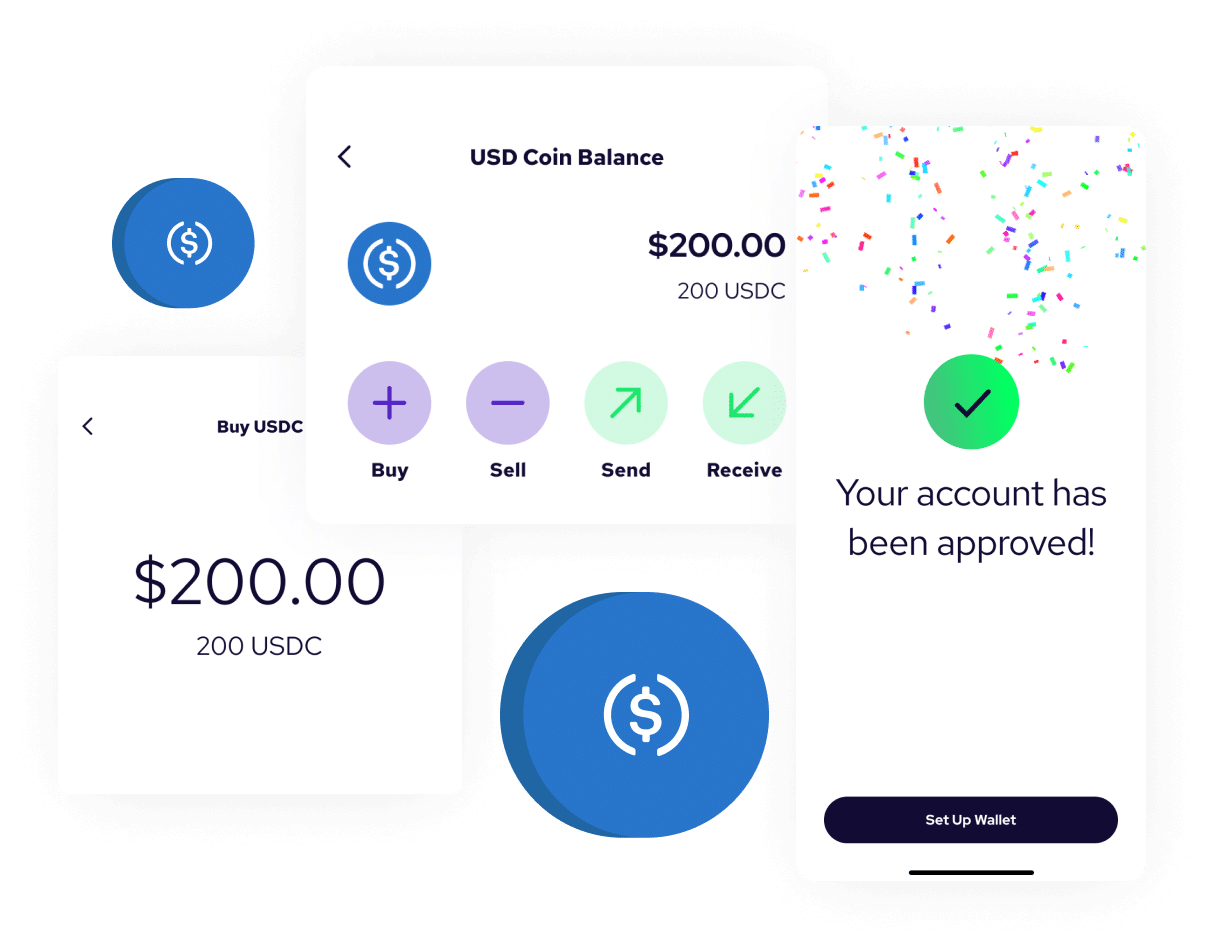 USDC Coinme app screens