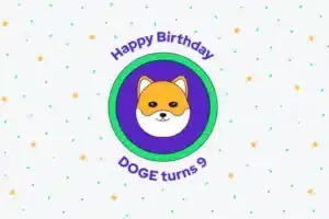 Dogecoin's 9th birthday illustration